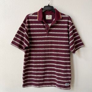 Vintage 1996 Levi’s Polo Shirt Medium Maroon Aztec Geometric 90s Skater Baggy